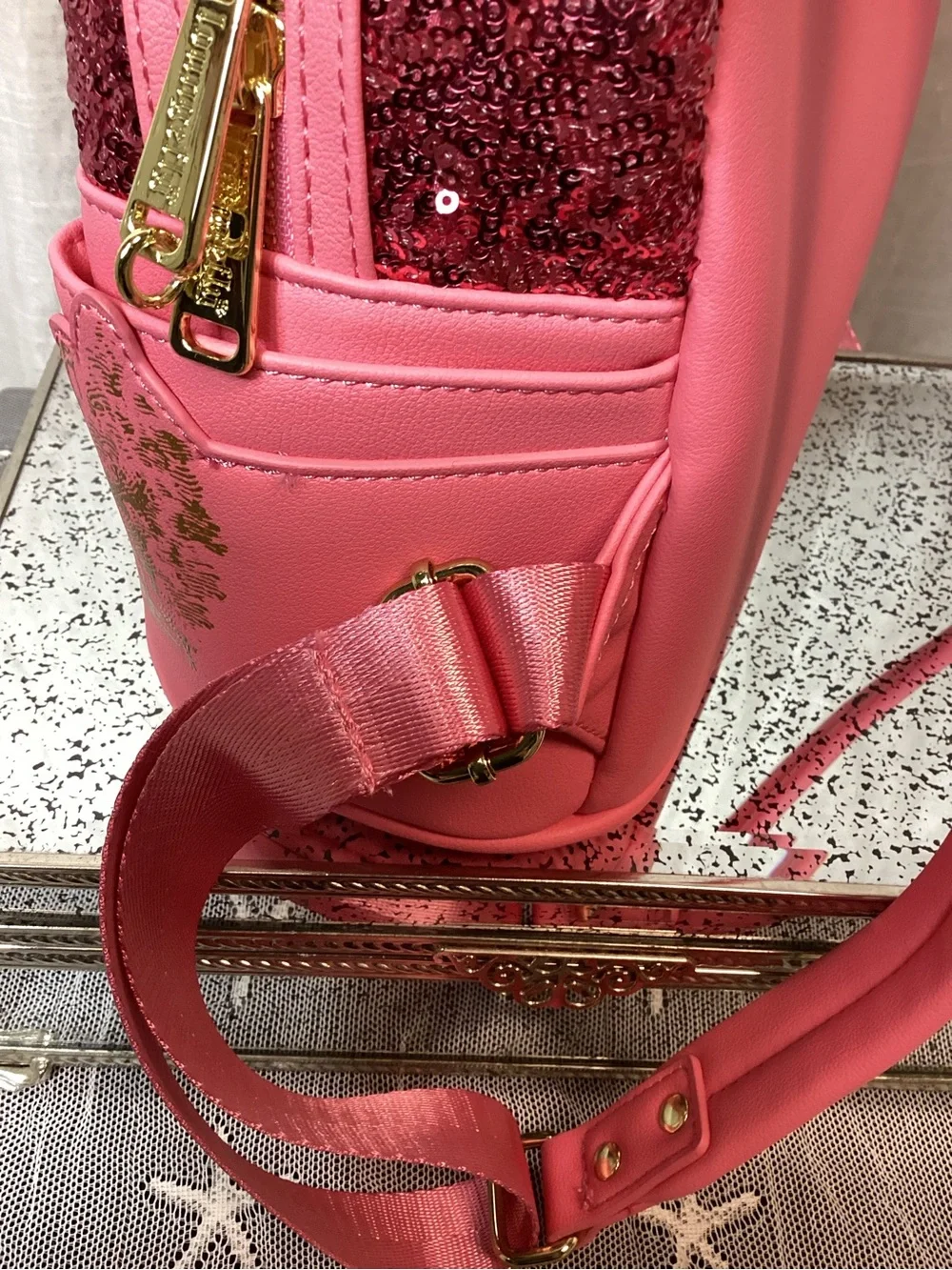 Loungefly X Biltmore Pink Sequin Mini Backpack